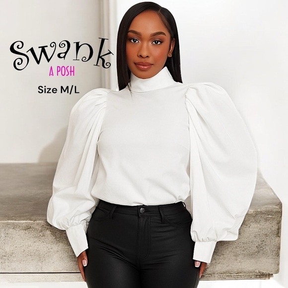 Swank A Posh Tops - Swank A Posh “Jury’s Out Power Shoulder Top”